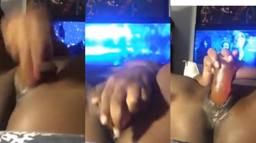 Ebony African Queen furiously pounds her dripping wet black pussy with massive BBC dildo until legs shake orgasm